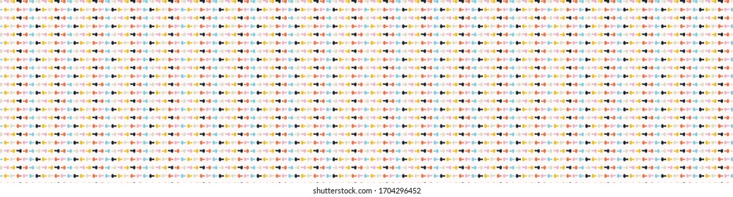 Colorful abstract shape seamless vector border pattern. Stylized paper cut out matisse style texture banner. Kawaii modern retro 50's style decor ribbon. Decorative bright flat color fun trim.