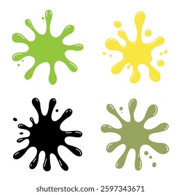 Colorful Abstract Shape Set of Cute Ink Paint Stain Water Fluid Liquid Splash Splatter Explosion