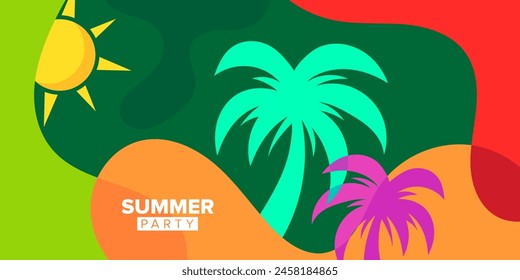 colorful abstract shape summer party background template collection