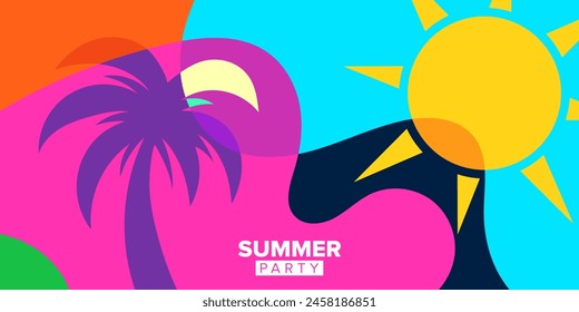 colorful abstract shape summer party background template design collection