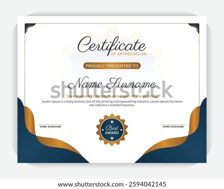 Colorful abstract shapes creative background, stylish, modern, unique, professional, elegant award certificate, elegant certificate of appreciation template.