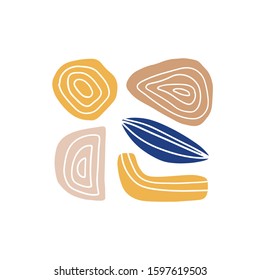 Colorful abstract shapes flat vector illustration. Conceptual geometric drawings set isolated on white background. Cool print, minimalist t shirt design element. Contemporary graphic decor
