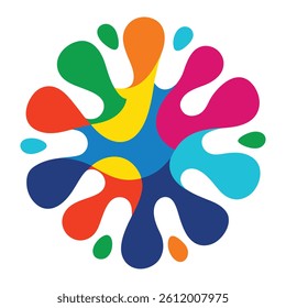 Colorful Abstract Shapes Forming a Rounded Burst