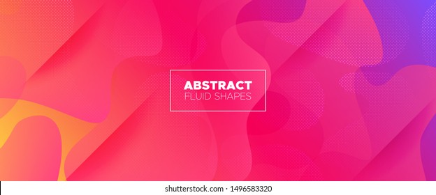 Colorful Abstract Shapes. Geometric Background. Minimal Pattern. Dotted Wave Brochure. 3d Fluid Banner. Multicolor Futuristic Gradient. Pink Minimal Concept. Vivid Dynamic Waves. Abstract Poster.