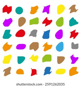 Colorful abstract shapes. Geometric design elements. Random irregular figures. Vector modern composition.