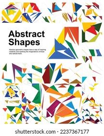 Colorful abstract shapes geometric set. Grid with color shapes. Modern abstract promotional flyer background illustration. Template poster, brochure pattern