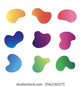 Colorful abstract shapes with gradient effect organic hand drawn liquid shapes vector creative elements