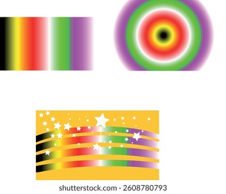 Colorful abstract shapes, gradient spectrum, vibrant hues, circular, rainbow pattern,