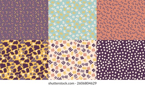 Colorful Abstract Shapes and Lines Pattern Set