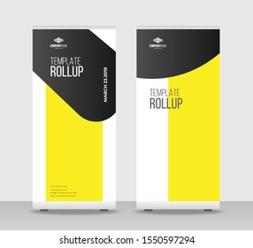 Colorful Abstract Shapes Modern Exhibition Advertising Trend Business Roll Up Banner Stand Poster Brochure flat design template creative concept. Colorful background Roll Up EPS. Presentation Cover