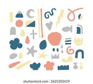 Colorful abstract shapes, playful, element set