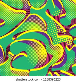 Colorful Abstract Shapes Seamless Pattern. Wallpaper Background