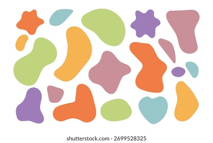 Coloridas Formas abstractas en un Vector de iconos de patrones sin costuras. Formas Abstractas en colores pastel. Ilustración vectorial.