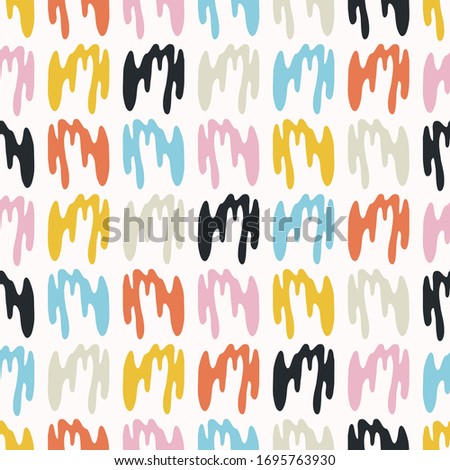 
Colorful abstract shapes seamless vector background pattern. Stylized paper cut out matisse style texture. Kawaii modern retro 50's style decor swatch. Decorative bright flat color fun all over print