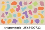 Colorful abstract shapes in various sizes and forms. Abstract shapes in vibrant colors. Playful, colorful abstract design with unique shapes. Pastel shapes, vector element set.