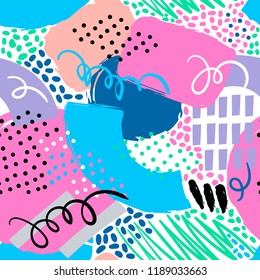 Colorful abstract shapes. Vector seamless pattern. 