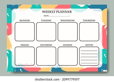 Colorful Abstract Shapes Weekly Planner Template Printable