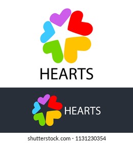 Colorful abstract sign from the hearts. Vector illustration.
