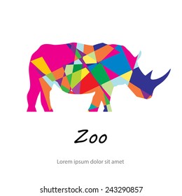 Colorful abstract silhouette of rhinoceros