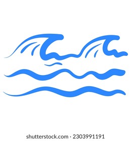 Colorful abstract sketch of sea waves. Stylized seascape. Hand drawn doodle waves. Water sign. Vector illustration.