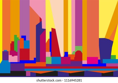 Colorful Abstract Skyline Of The City Of London.