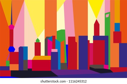 Colorful abstract skyline of Tokyo, Japan.