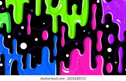 Lodo abstrato colorido do fundo de grafite em cores neon. Ilustração de vetor de lodo de néon colorido e brincalhão