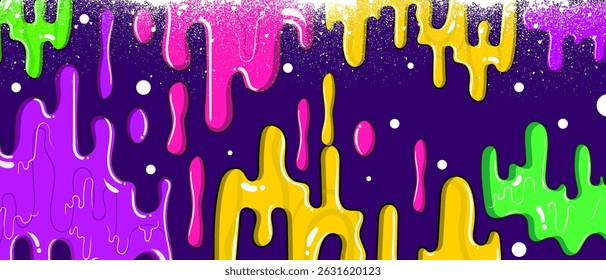 Baba abstracta colorida del fondo del graffiti en colores de neón. Colorido y juguetón neón slime Ilustración vectorial