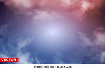 Colorful abstract smooth texture space or sky with clouds background design. Photorealistic vector.