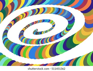 Colorful Abstract Spiral Converging to the Center. Elliptical Design Element. Vector Illustration.