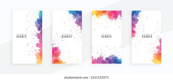 colorful abstract splatterns banners set of four