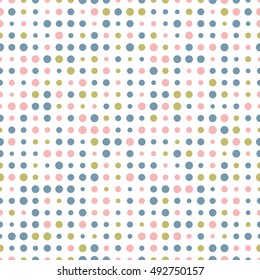 Colorful abstract spotted seamless pattern. Dot on white. Round shape, dotted background. Dots texture. Polka dot background. Vector illustration.