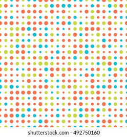 Colorful abstract spotted seamless pattern. Dot on white. Round shape, dotted background. Dots texture. Polka dot background. Vector illustration.