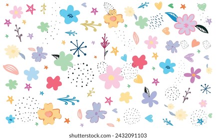 Colorful abstract spring summer silhouette flowers