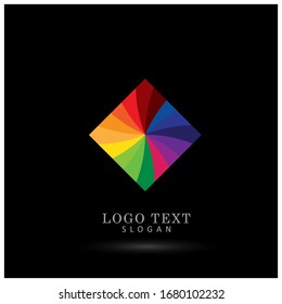 Colorful Abstract Square Logo. Symbol & Icon Vector Template.