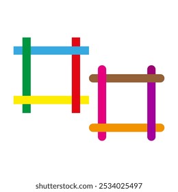 Colorful abstract squares. Geometric shape design. Bright multicolored lines. Vector modern pattern.