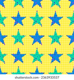 Colorful Abstract Star Pattern Background. Retro Backdrop. 1990s. Modern. Vector Illustration