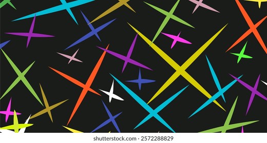 Colorful abstract starburst pattern vector featuring vibrant geometric shapes on a dark background. Perfect for backgrounds, wallpapers or textiles, web design and modern graphic design projects.