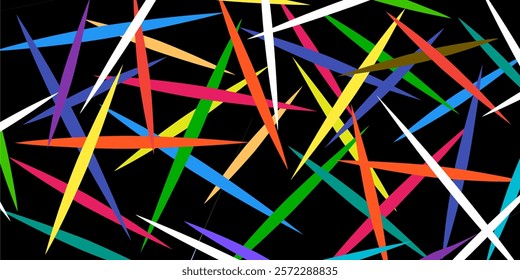 Colorful abstract starburst pattern vector featuring vibrant geometric shapes on a dark background. Perfect for backgrounds, wallpapers or textiles, web design and modern graphic design projects.