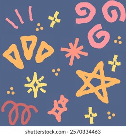 Colorful Abstract Starry Night Pattern with Sparkles - Fun and Playful Design for Kids, Babies, and Astronaut Themes