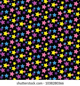 Colorful abstract stars seamless pattern. Creative funny background with stars for fashion textile and fabric.