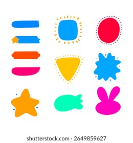 Colorful Abstract Sticker Shapes Vector Set – Bold and Playful Graphic Elements for Posters and Modern Design