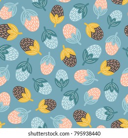 Coloridas fresas abstractas de fondo de patrón sin fisuras. Ilustración del vector