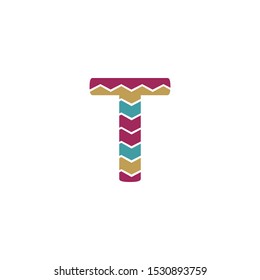 Colorful Abstract Stripe Letter T logo icon design concept.