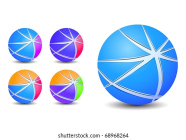 colorful abstract striped sphere balls icons isolated on white background