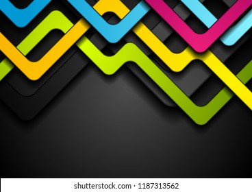 Colorful abstract stripes on black background. Vector corporate design