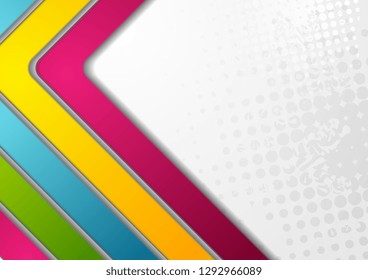 Colorful abstract stripes on grey grunge background. Vector corporate design