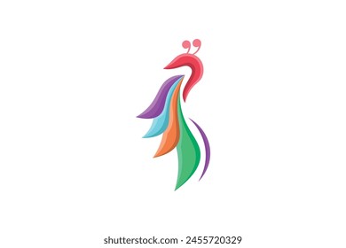 colorful abstract style peacock logo