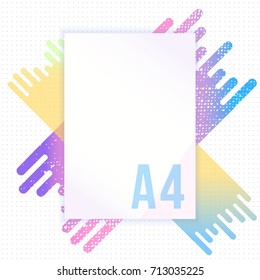 Colorful Abstract Style Presentation Background Design. A4 Paper Fyer Mockup Template. Trendy Elements with Multicolored Shapes