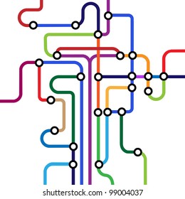 Colorful Abstract Subway Map.Vector Eps10